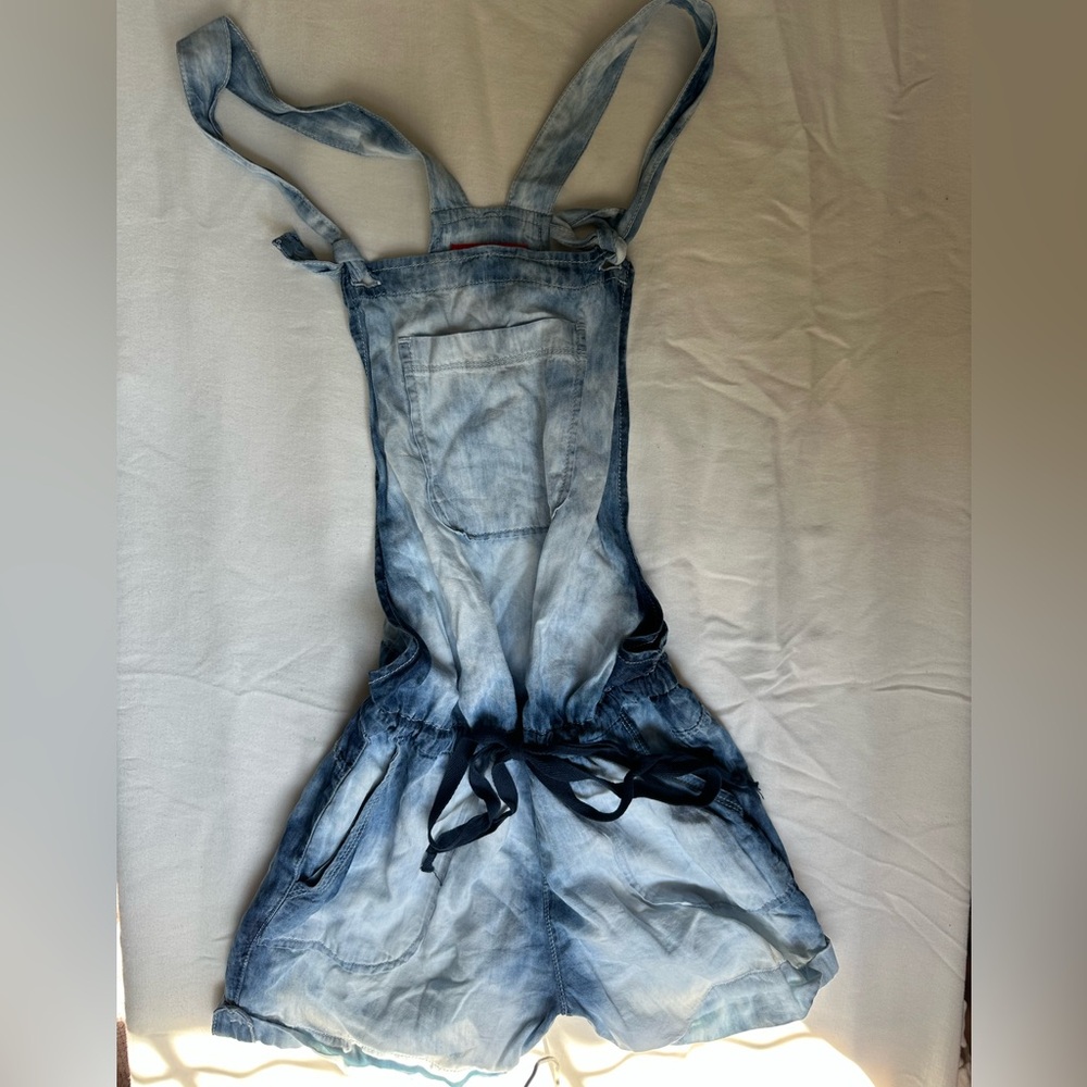 Sz S Chelsea & Violet Acid Wash Denim Overalls Romper